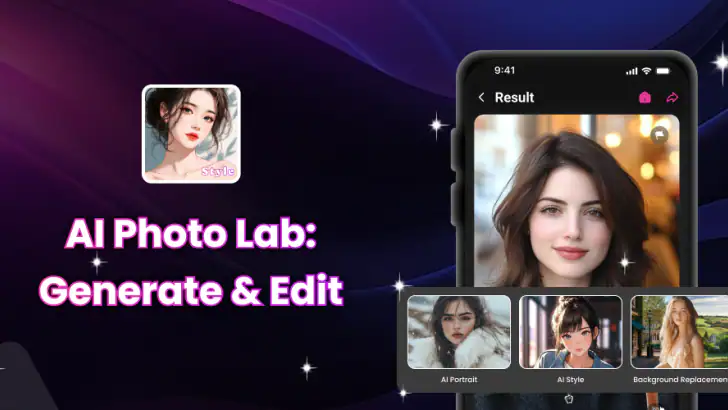 AI Photo Lab: Generate & Edit feature graphic