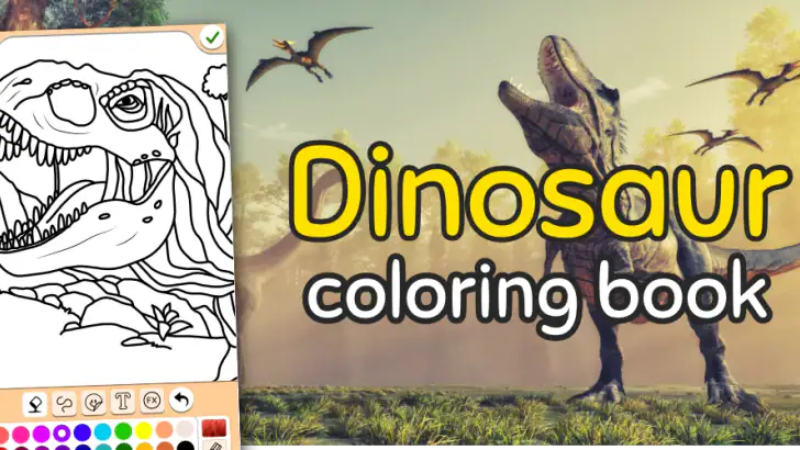 Dinosaur farve spil feature graphic