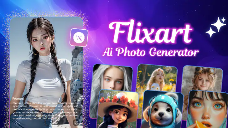 Flixart - AI Photo Generator feature graphic
