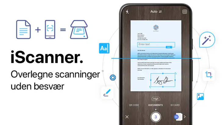 iScanner: Scanne af dokumenter feature graphic