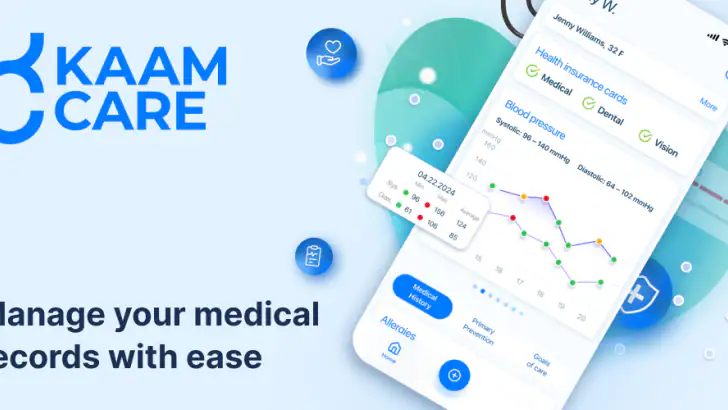 Kaam Care–Health & Med Tracker feature graphic