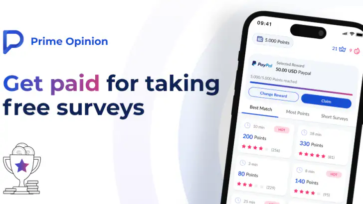 Prime Opinion: Earn Money App feature graphic