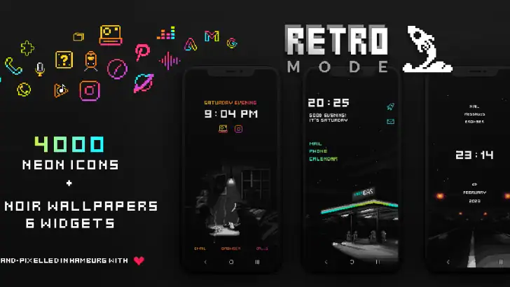 Retro Mode - Icon Pack (Neon) feature graphic