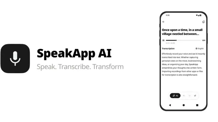 SpeakApp AI: Voice Notes feature graphic