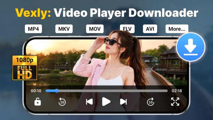 Vexly: Video Player Downloader feature graphic