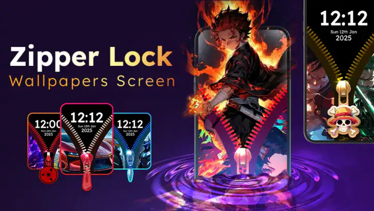 Zipper Lock Wallpapers Screen feature graphic