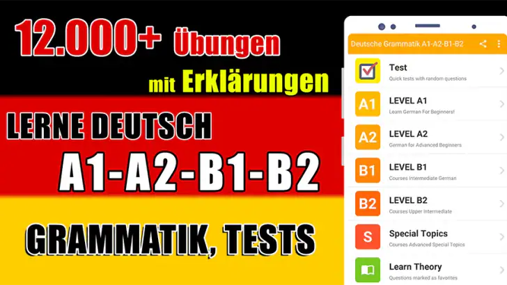 Deutsch Grammatik A1 A2 B1 B2 feature graphic