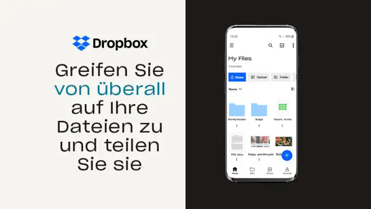 Dropbox: Cloud-Speicherplatz feature graphic