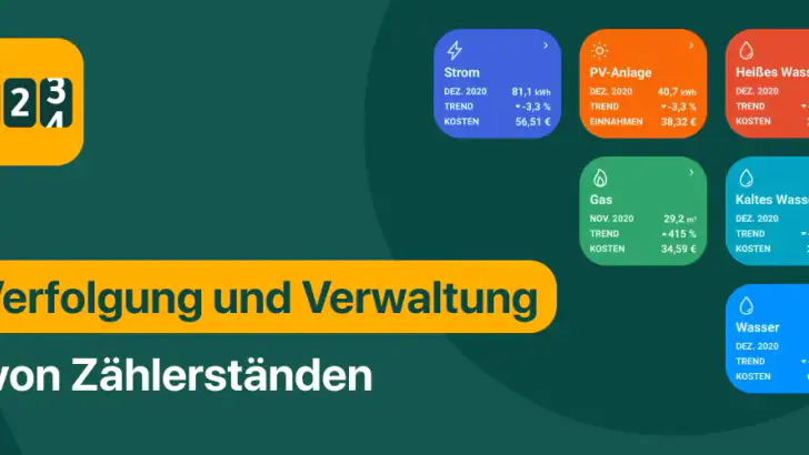 Gasverbrauch app, Zählerstände feature graphic