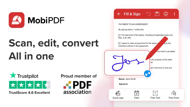 MobiPDF: PDF Editor & Scanner feature graphic