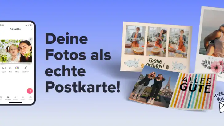 MyPostcard Postkarten App feature graphic