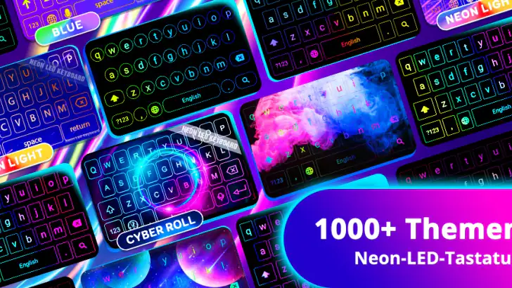 Neon LED Keyboard|LED Tastatur feature graphic