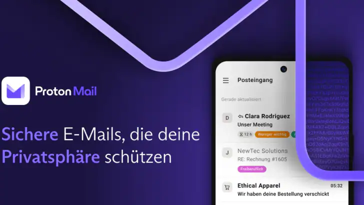 Proton Mail: sichere E-Mails feature graphic