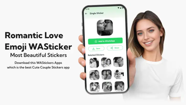 Romantic Love Emoji WAStickers feature graphic