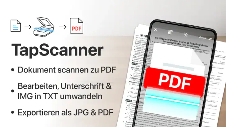 Scan zu PDF App - TapScanner feature graphic