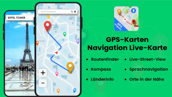 Sprachnavigation: Routenplaner feature graphic