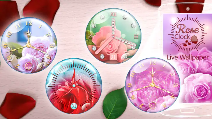 Uhr Live Hintergrund – Rosen feature graphic