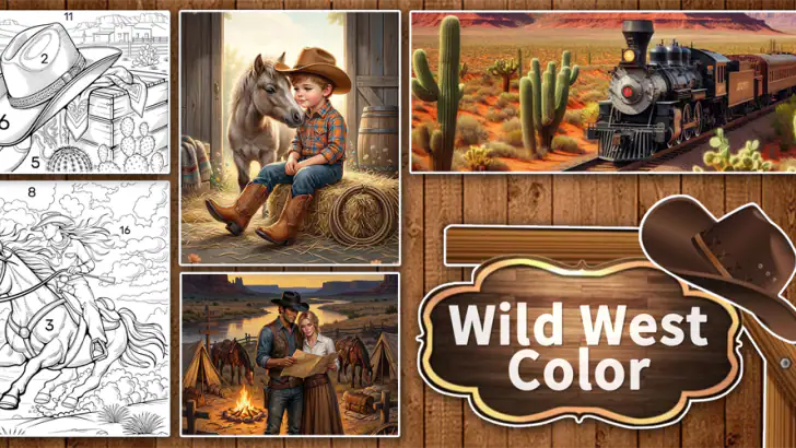 Wild West Color by Number Book feature graphic