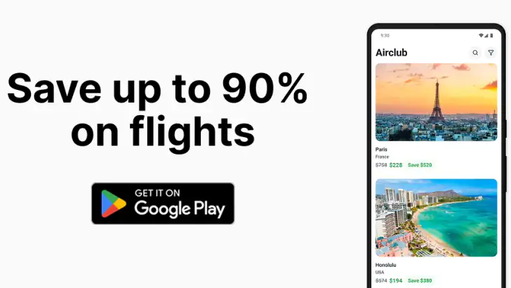Airclub - Flight Deals feature graphic