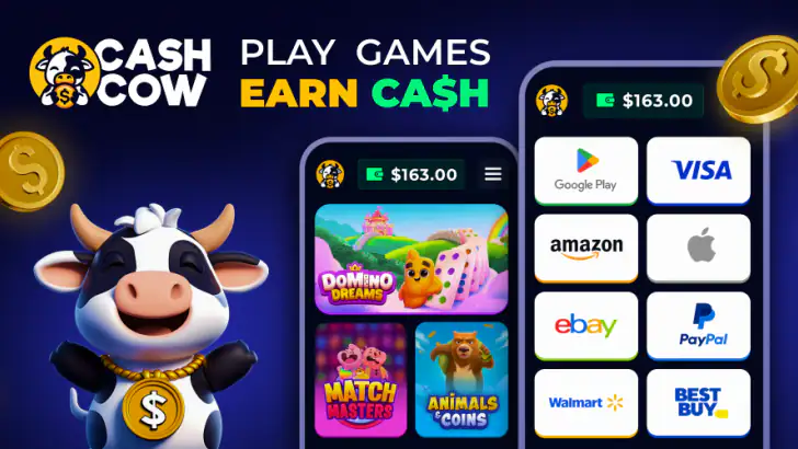 CashCow - Play & Earn Money feature graphic