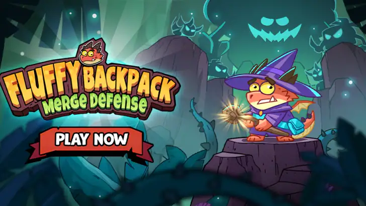 Fluffy Backpack: Merge Defense feature graphic