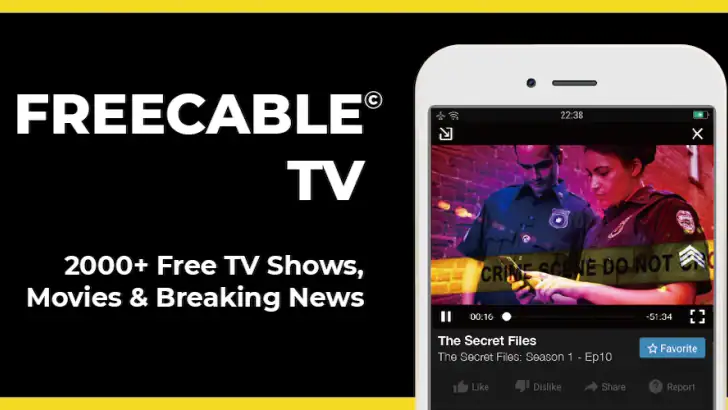 FREECABLE© TV App: Shows, News feature graphic