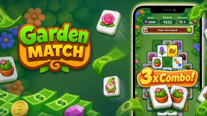 Garden Match: Win Cash feature graphic