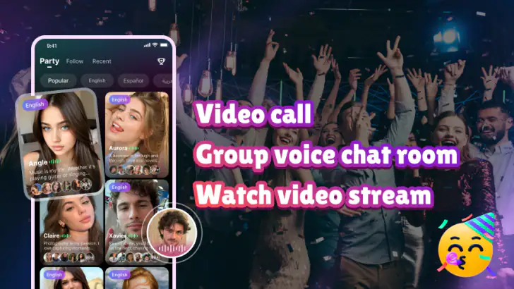 HeyParty - Chat room & Live feature graphic