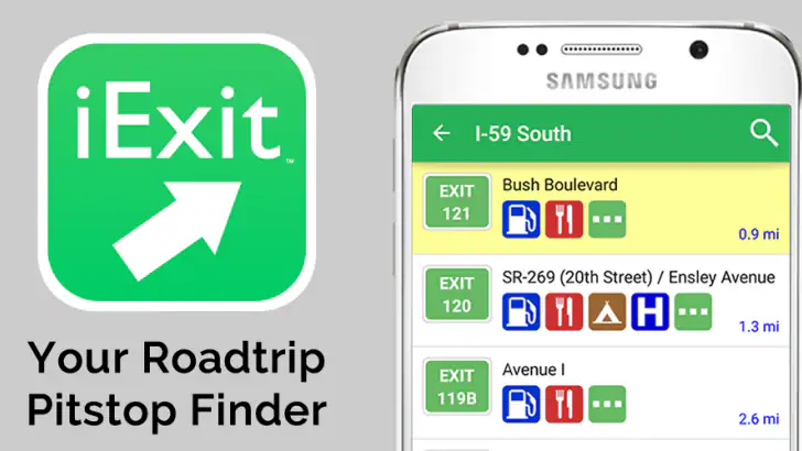 iExit Interstate Exit Guide feature graphic