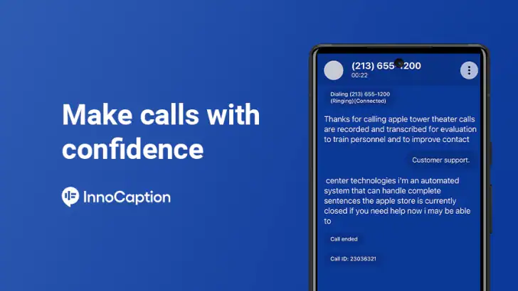InnoCaption Live Call Captions feature graphic