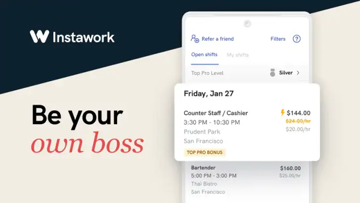 Instawork: Be your own boss feature graphic