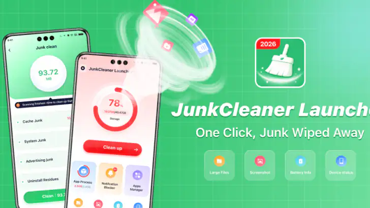 JunkCleaner Launcher feature graphic