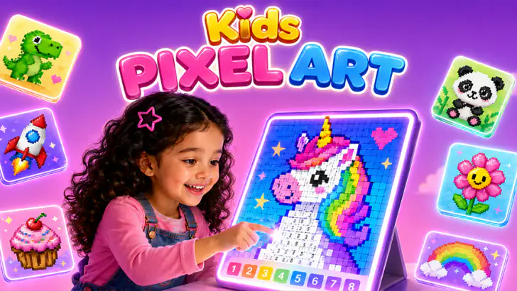 Kids Pixel Art Coloring Games feature graphic