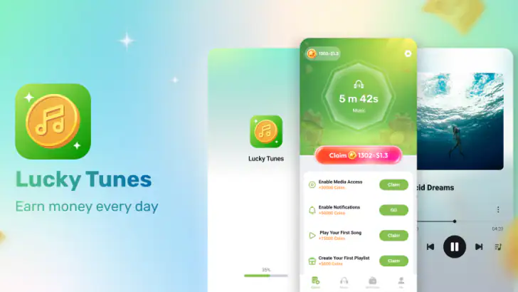 Lucky Tunes - Rewards & Music feature graphic