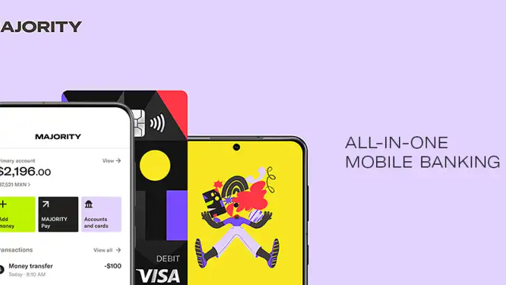 MAJORITY: Mobile banking feature graphic