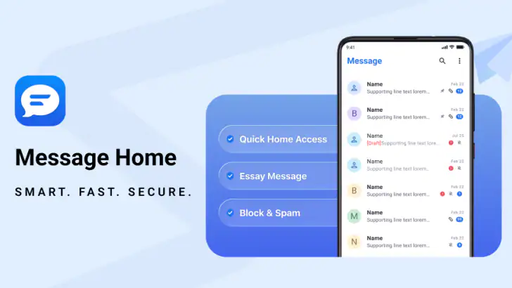 Messages: Text SMS Home App feature graphic