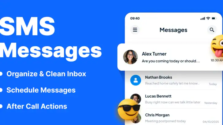 Messages - Text SMS Messenger feature graphic