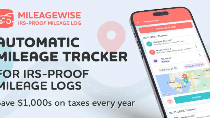 Mileage Tracker by MileageWise feature graphic