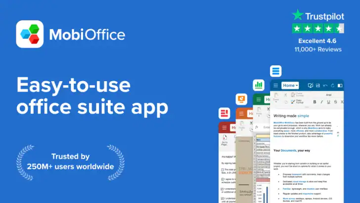 MobiOffice: Word, Sheets, PDF feature graphic