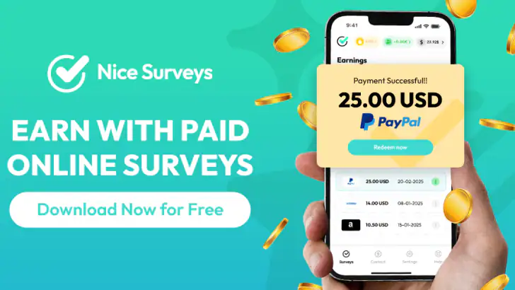 NiceSurveys - Paid Surveys feature graphic