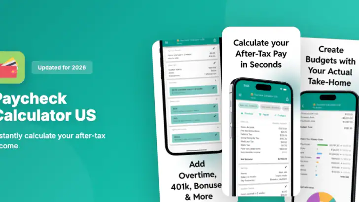 Paycheck Calculator US - Pay44 feature graphic