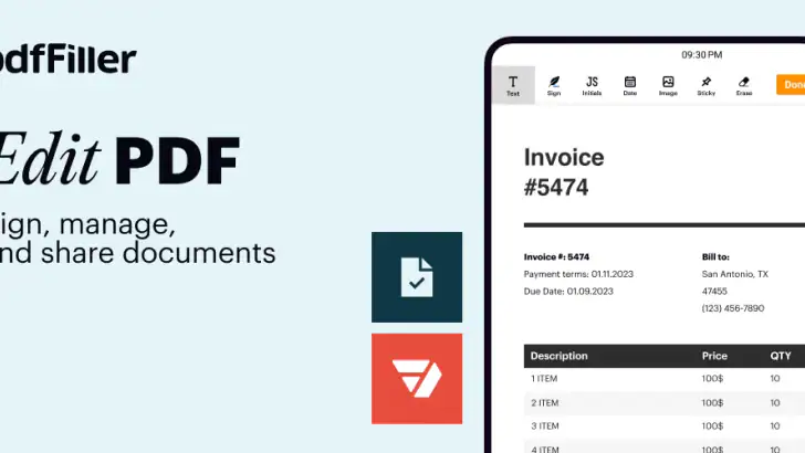 pdfFiller Edit, fill, sign PDF feature graphic