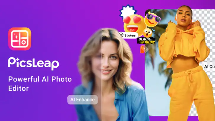 PicsLeap–AI Photo Editor &Grid feature graphic