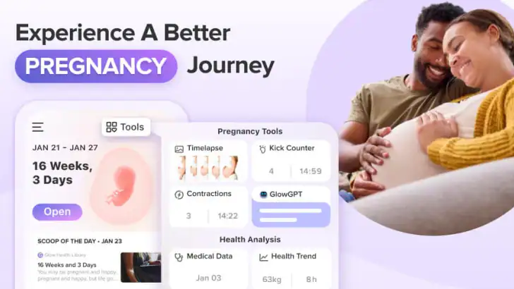 Pregnancy Tracker App | Glow feature graphic