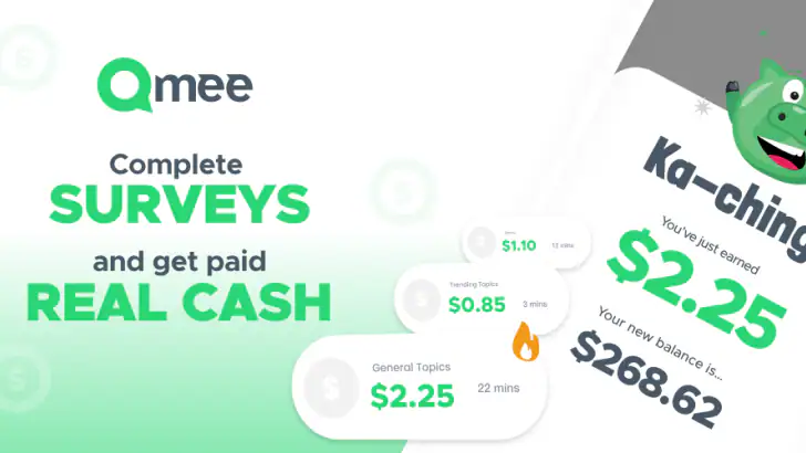 Qmee: Paid Survey Cash Rewards feature graphic