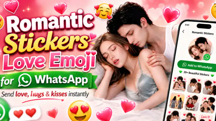 Romantic Stickers - Love Emoji feature graphic