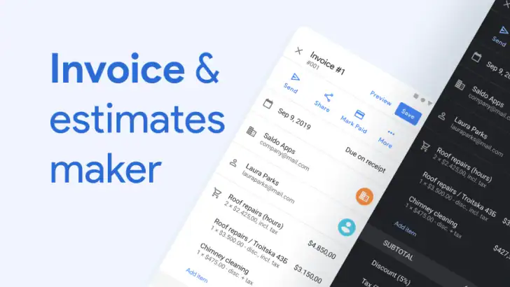 Saldo: Bill & Invoice Maker feature graphic