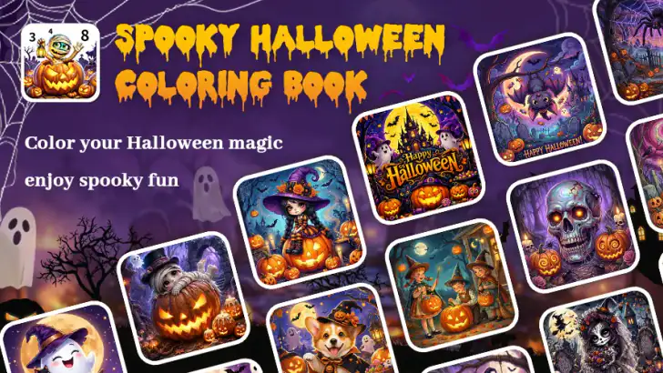 Spooky Halloween Coloring Book feature graphic