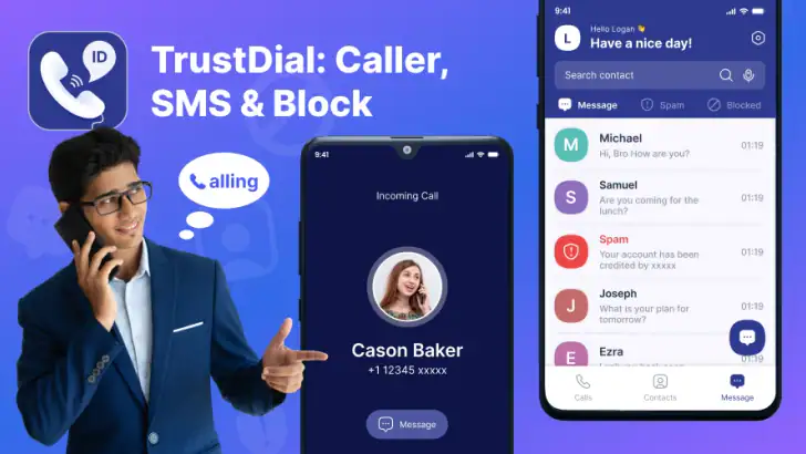 TrustDial: Caller, SMS & Block feature graphic