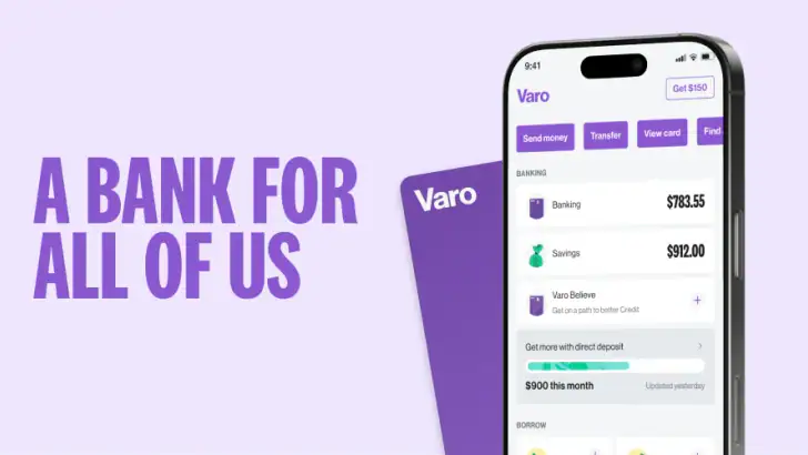Varo Bank: Online Banking feature graphic